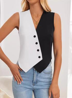 women vests  european and fashion spring and summer black