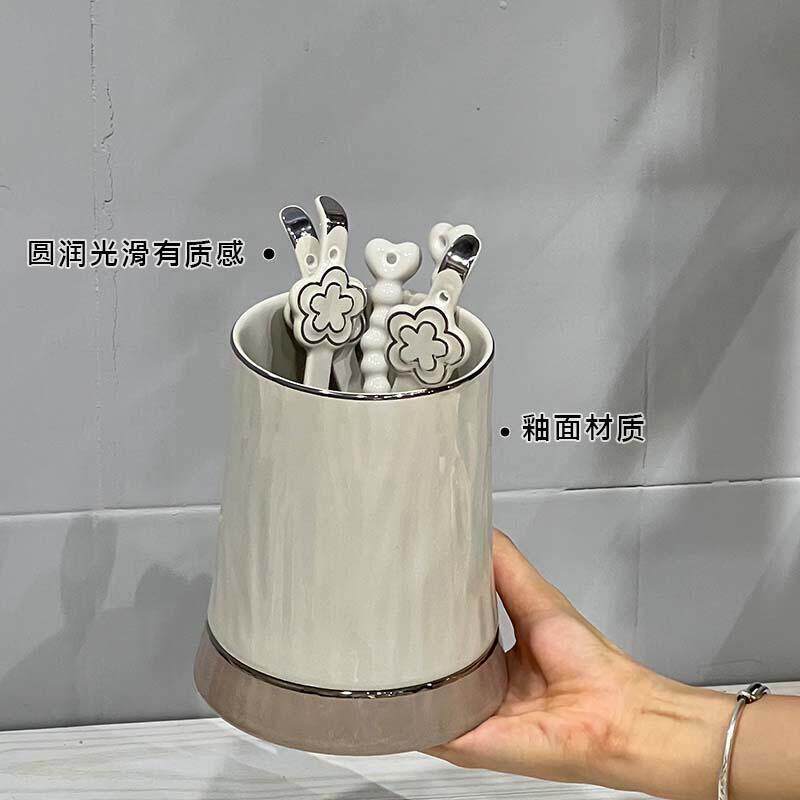 高颜值筷子置物架家用餐具收纳盒厨房陶瓷筷子筒沥水防霉筷篓筷架
