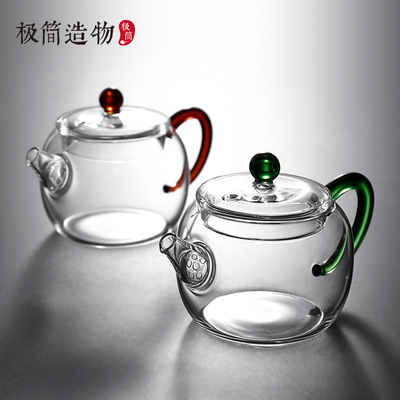 迷你茶壶高泡硼女士玻璃一人茶器功夫用硅专用小一体绿茶茶具顶珠