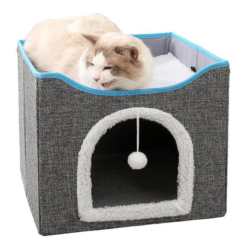 双层折叠猫窝四季通用猫抓板房子型床屋别墅封闭式猫咪宠物用品