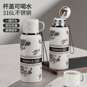 凯丽国风牡丹保温杯新款高颜值便携式水杯316不锈钢茶水分离杯子