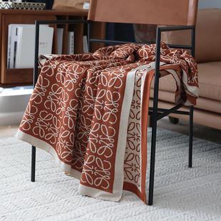 美式 饰空调针织夏毛风午睡复古xei3色毯春秋毯桔沙发盖休闲 ins装