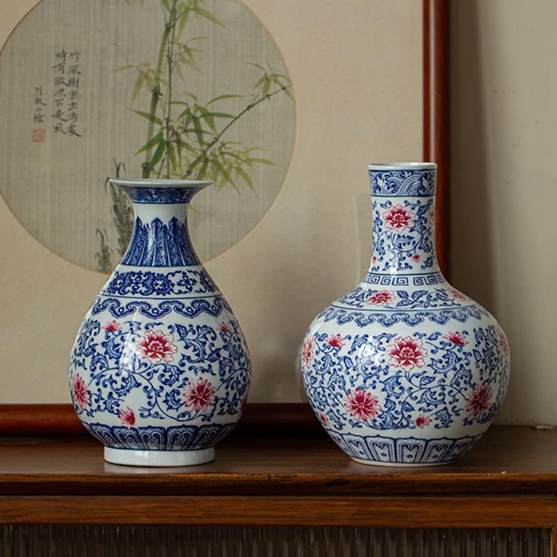 景德镇陶瓷瓶古色古香青花瓷古典瓷客厅古架饰品家居中式装饰品