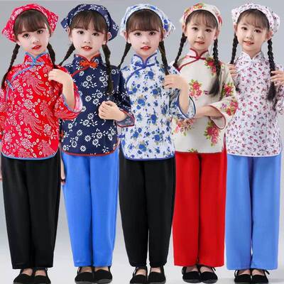 幼儿童民国时期老百姓农民衣服女童村姑村妇阿庆嫂喜儿表演出服装