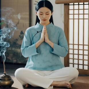 禅意佛系高端女装采耳茶艺师中国风中医养生馆理疗艾灸工作汉服秋