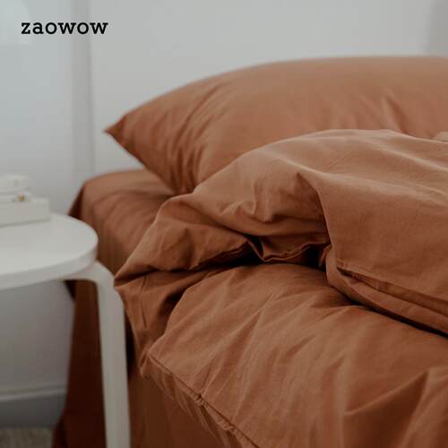 新款卧zwow侘寂民套宿北欧风INS高感焦糖造色纯棉三四件套床单被