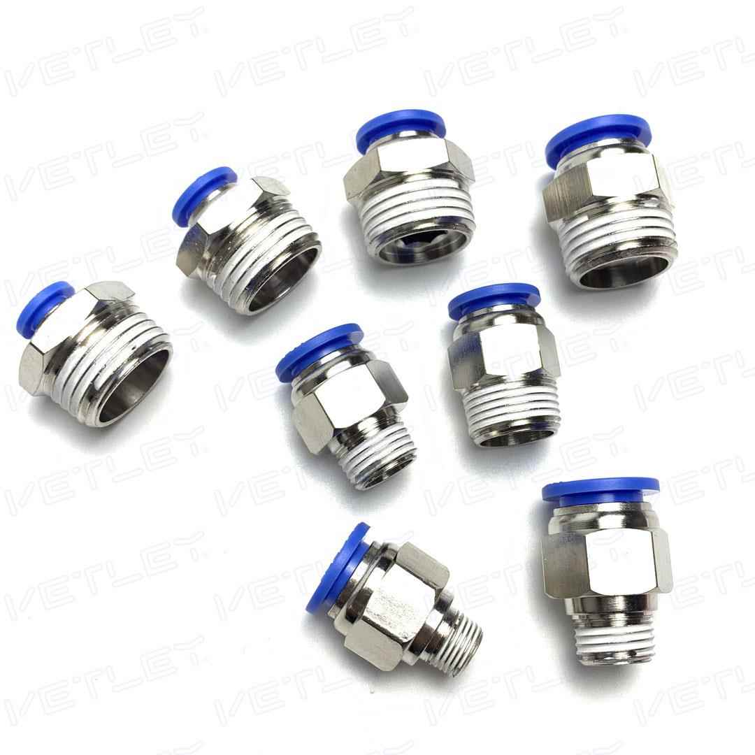 PC螺纹直通气动快插终端接头 4/6/8/10/12-01/02/03 锌合金铜镀镍