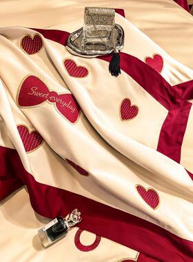 中结婚庆纯棉婚上四件套长绒棉zweBZC42100S刺绣全棉床式单床用品