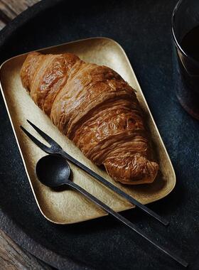 触造 圆角长方黄铜盘 纯手工锻造蜡烛托盘甜点首饰收纳置物