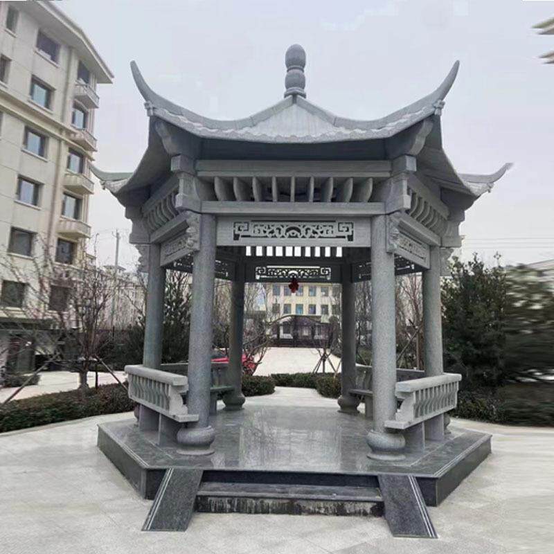 石亭子六角亭子花岗岩中式凉亭别墅公园小区景观雕塑厂家