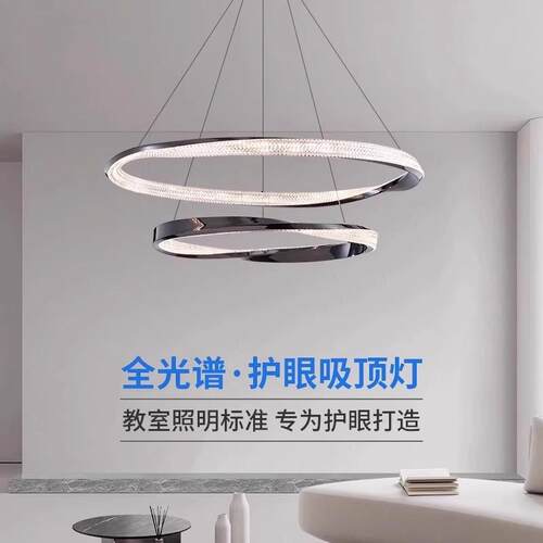 意大利设计师极简客厅吊灯北欧圆环形轻奢主卧室餐厅别墅样板房灯