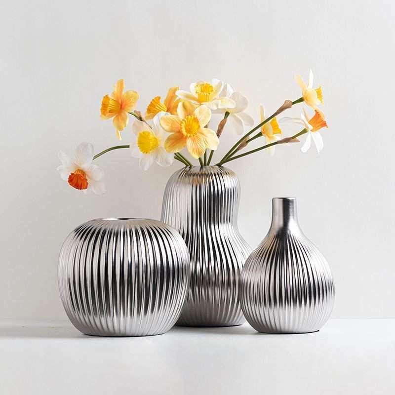 北欧ins轻奢电镀银色陶瓷花瓶摆件 家居客厅干花插花餐桌软装饰品,家居饰品,花瓶,淘宝优惠券,粉丝福利购,淘宝优惠卷