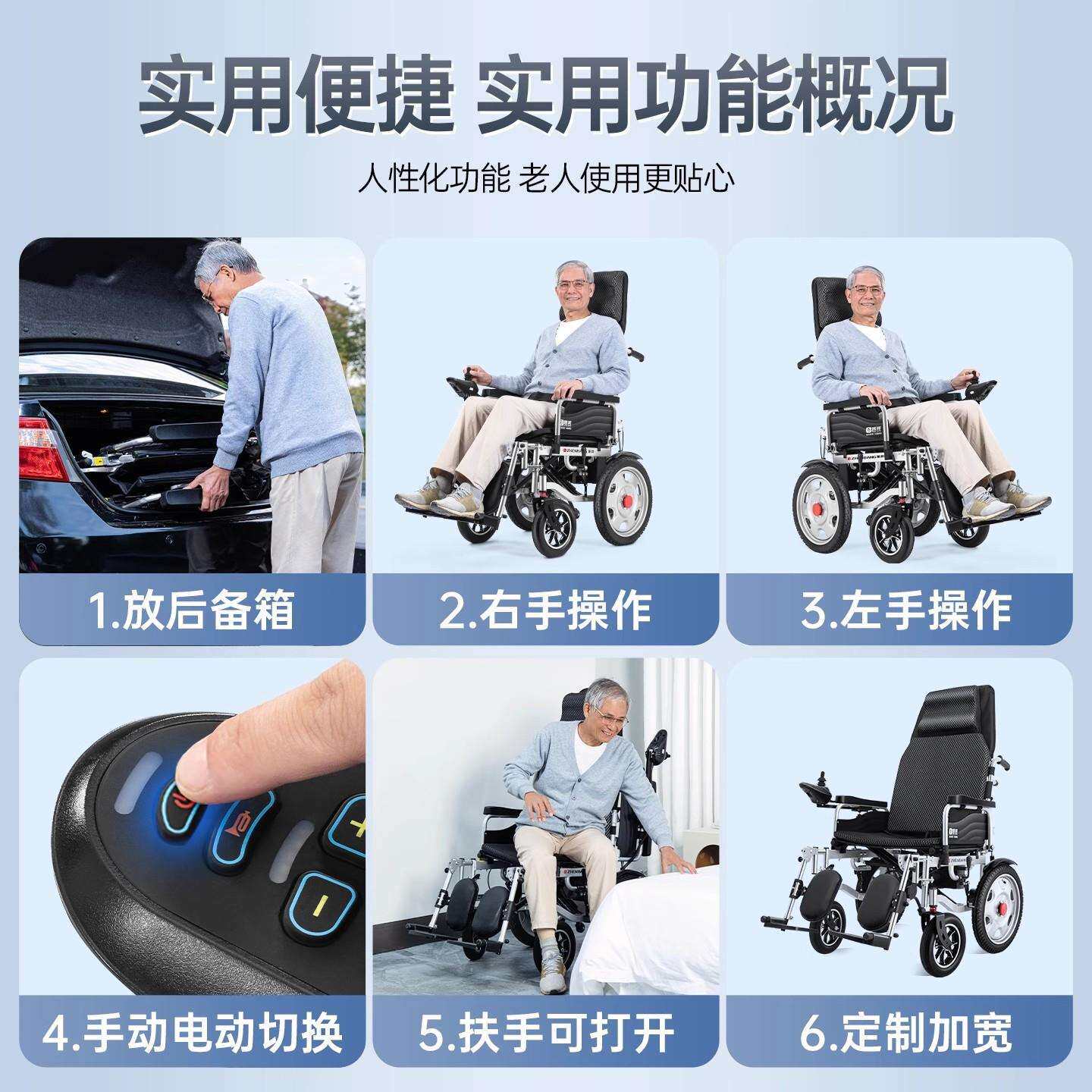 老人电动轮椅智能全自动老人专用老年人残疾人折叠轻便四轮代步车