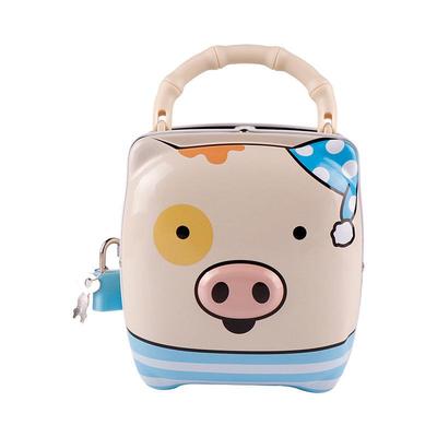 猪年贺岁手提小猪存钱罐 卡通带锁储蓄罐 儿童礼品创意摆件