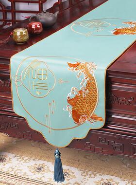 新中刺绣高端轻奢旗餐桌式茶几电视柜长条布布茶席桌MYL桌布