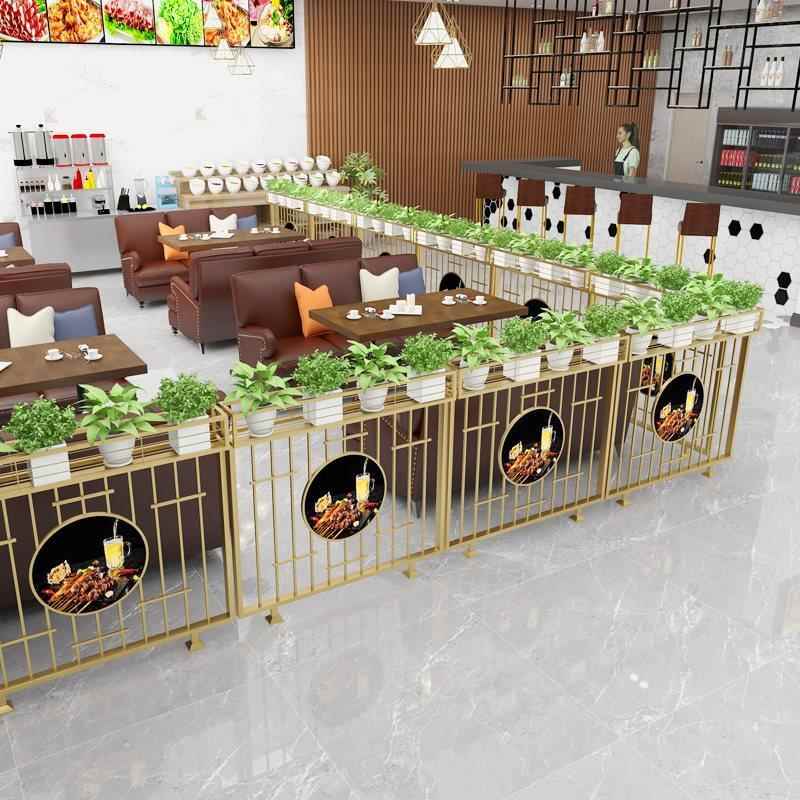 品餐厅隔业风装饰断屏风饭店卡座工格栅新栏烧烤店金色铁GY108J-A