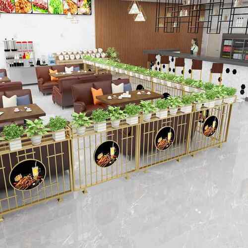 品餐厅隔业风装饰断屏风饭店卡座工格栅新栏烧烤店金色铁GY108J-A