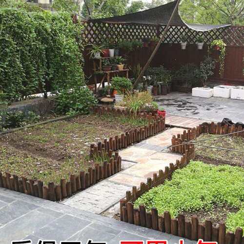 花圃围栏室外户外防腐木花园花坛花池插地装饰小栅栏篱笆圆木围篱