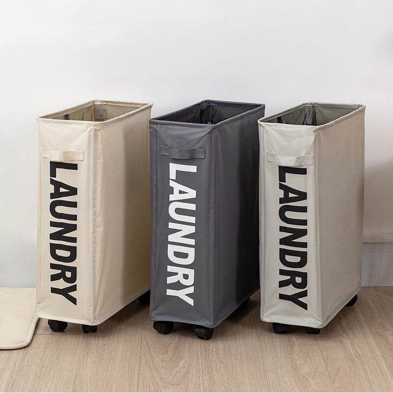 家用布艺装脏衣服框收纳筐脏衣篮衣物可折叠带轮子洗衣篮子衣篓