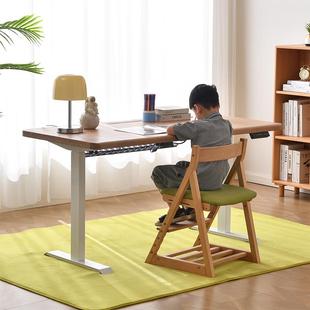 儿童学习桌书桌电动升降桌可调节榉木写字桌学习椅套装 组合学生