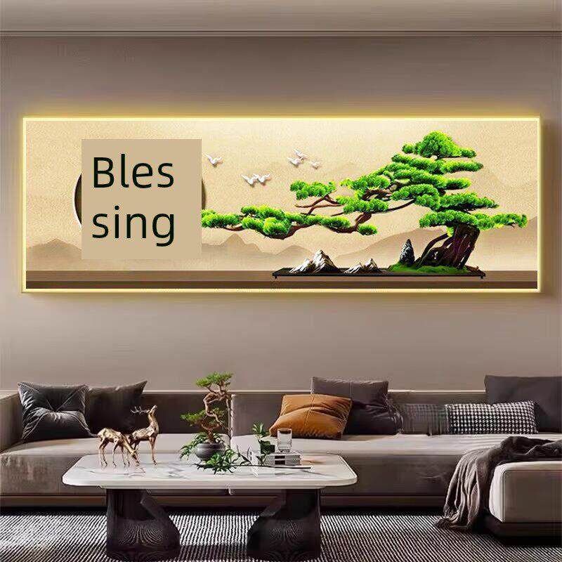 新中国风欢迎松钻画满钻石新客厅祝福人物沙发背景墙不干胶十字绣