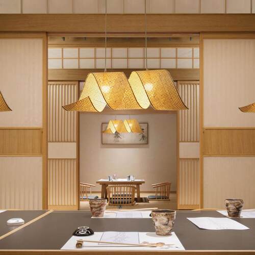 日式餐厅吊灯创意个性竹编艺术中国风禅意茶室复古卡座餐饮吊灯