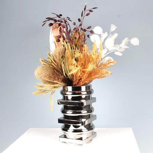 现代创意家居样板间花瓶花器摆件样板房客厅琉璃仿真花艺套装轻奢