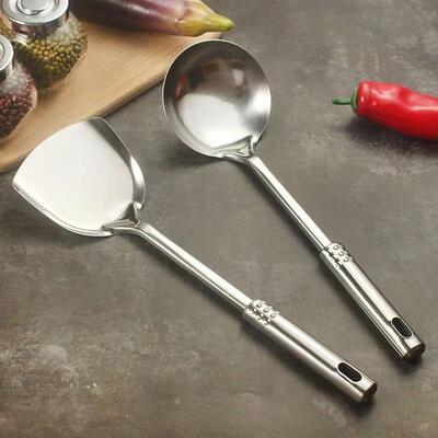 Stainless Steel Kitchen Utensils Set: Spatula, Slotted Spoon