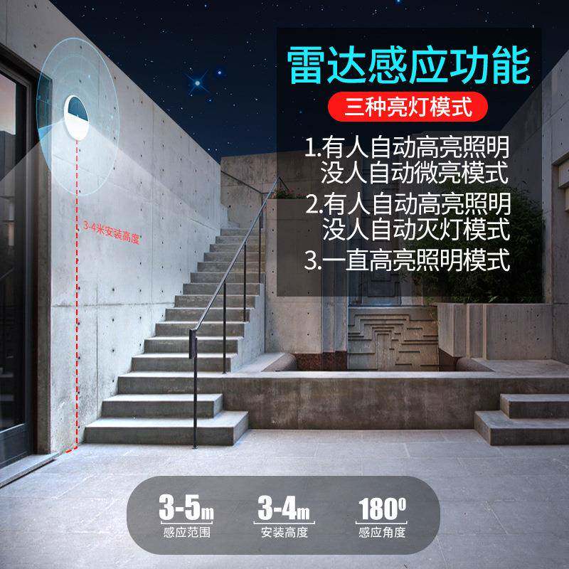 新款直销雷达感应壁灯户外防水花园庭院led洗墙板智能