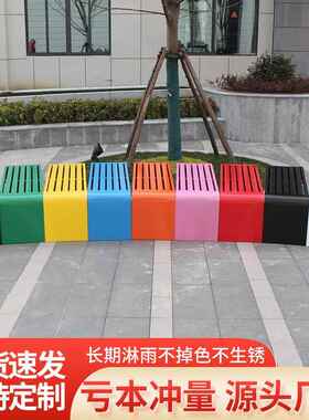 公园椅户外长椅不锈铁艺防腐塑木钢广小场区2024004庭商场露天椅