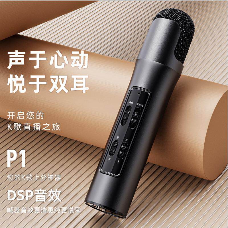 手机直播迷你麦克风DSP音效主播全民K歌电容麦手持无线麦克风话筒