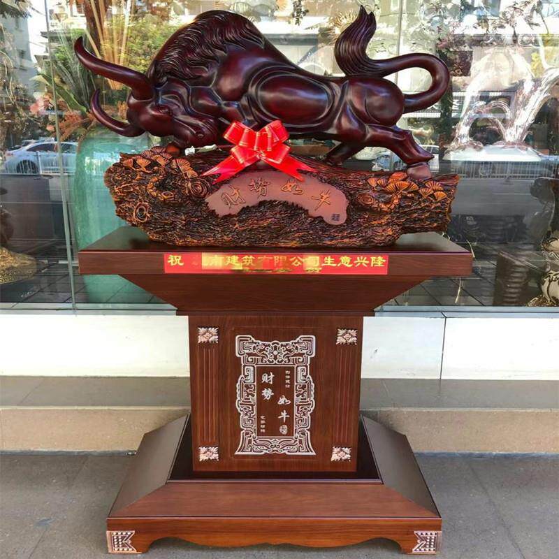 新款直销天道酬勤 运势如虹 牛气冲天落地大摆件 树脂工艺品 开业