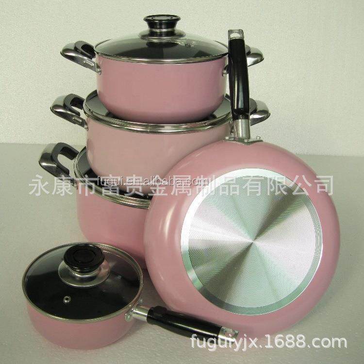 拉伸不粘锅套装九件套 铝制家用汤锅奶锅煎盘多件套炊具厨具