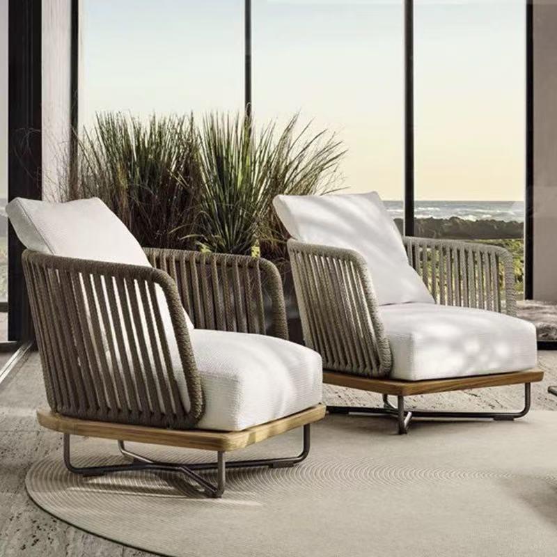 户外发595组沙合设民计师庭园院花休闲实木家具阳光房宿露台藤编