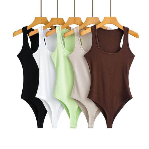 Women's New Knitted Solid Color Square Neck High Waist