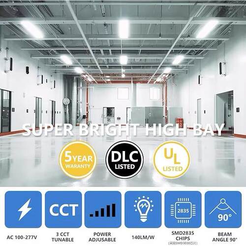 LED工矿灯美仓DLC&UL认证全发光线性灯面板灯防眩天棚灯高棚灯