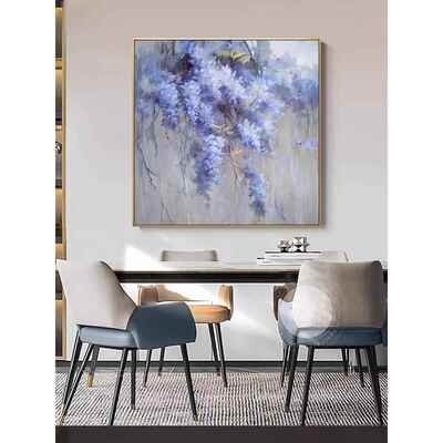 曲风来奶油风格客厅装饰画休闲光豪华花餐厅壁画米盒挂画