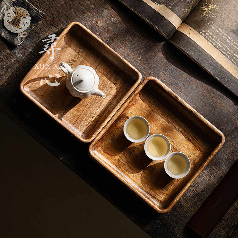 皓澜胡桃木家用简约四方茶盘复古实木茶点盘茶具收纳茶托盘,餐饮具,茶盘,淘宝优惠券,粉丝福利购,淘宝优惠卷
