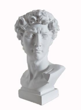 克莱茵蓝46cm高树脂仿石膏大卫头像美术雕像欧式酒店玄关桌面摆件