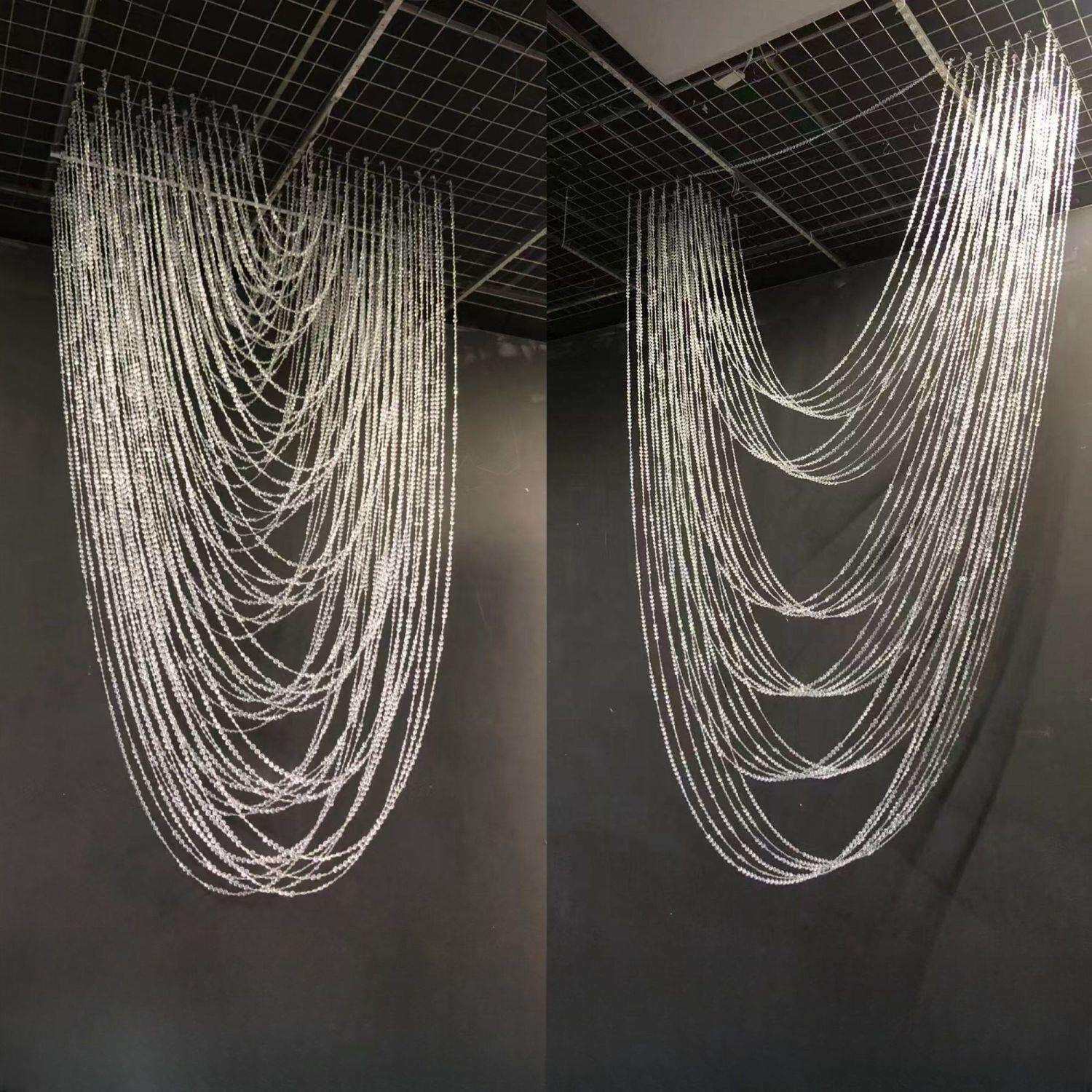 新款婚庆道具飞蝶珠帘波浪如初挂件水波帘婚礼堂背景行云流水吊顶