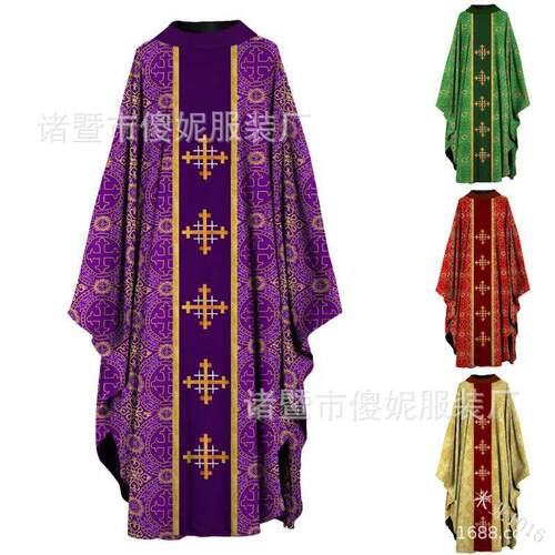 Stage performance costume, printed four-color Asian robe,