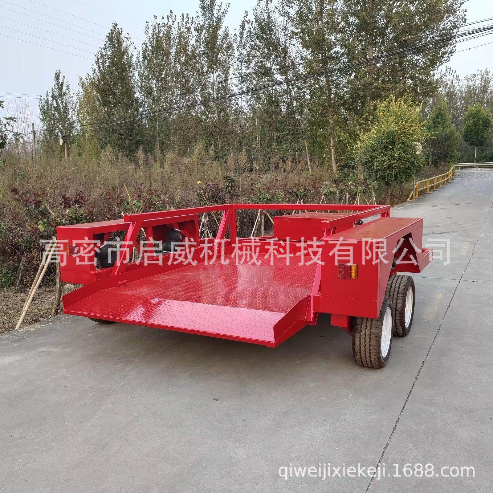 厂区牵引重物运输车吨弹簧减震机器人运输车气囊平板拖车