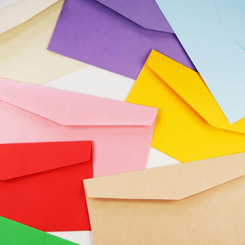 50只装彩色西式标准6号23X12三角封口贺卡请柬婚庆企业牛皮纸