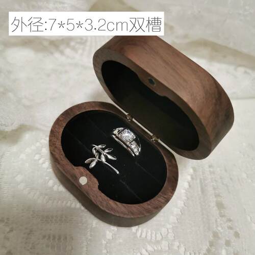 高档收婚礼对戒盒复古双戒指首盒木质耳钉纳木盒礼子求婚戒指盒小