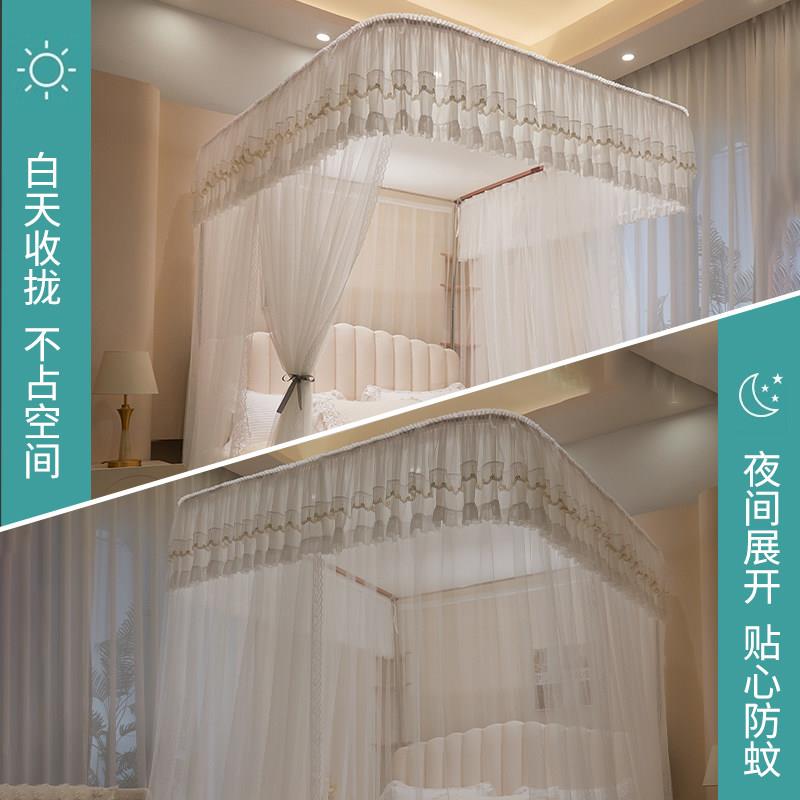 蚊帐家202ZWAMEJDG5新款u型免安装导用公轨床卧室三门一体式法式