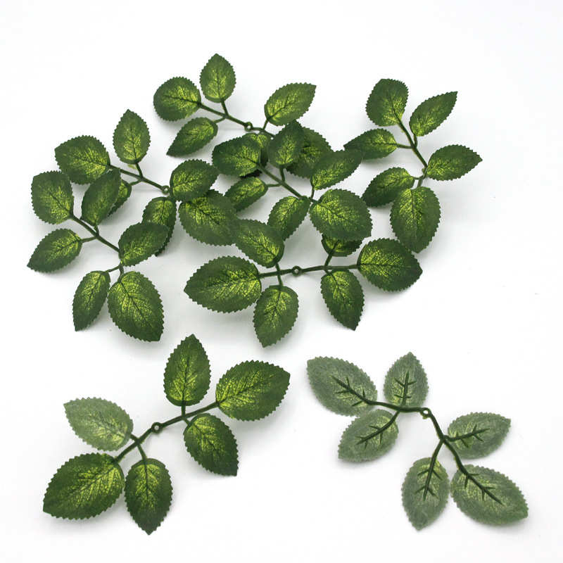仿真玫瑰叶子丝印仿真植物假叶子婚庆植物摄影布景假花道具厂家