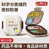 德国独立分装药盒便携式一周七天随身小迷你密封防潮避光装药品盒