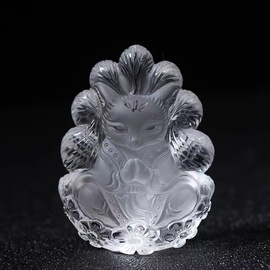 天然白水晶(白水晶)粉晶九尾，狐狸吊坠毛衣，链手工雕刻情侣私人订制九尾狐狸