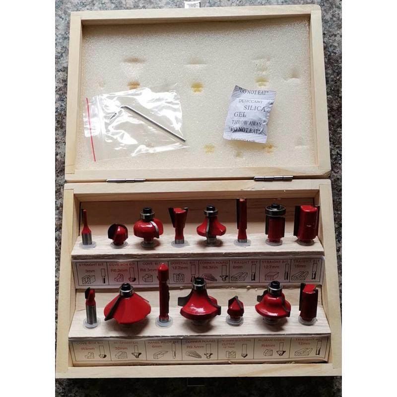 套装木工铣刀15PC 木工雕刻机/电木铣/修边机 刀头套装刀具