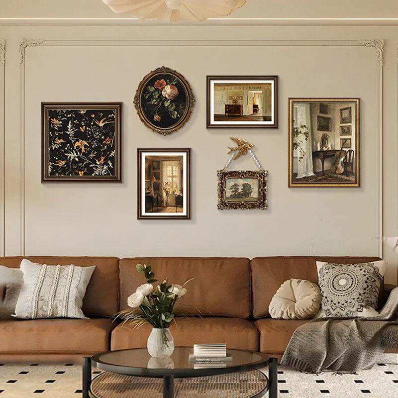 法式中古风客厅挂画小提琴美式复古小众艺术沙发餐厅装饰画组合画